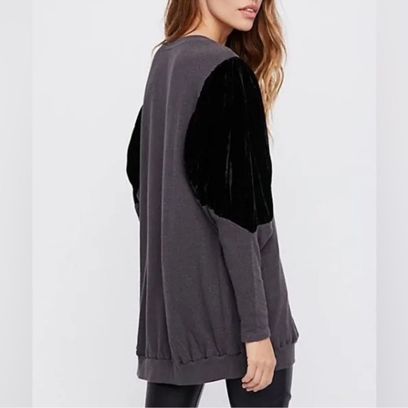 FREE PEOPLE Night Bird Velvet Embroidered Mini Dress/Tunic Pullover in Black — S - Picture 4 of 7